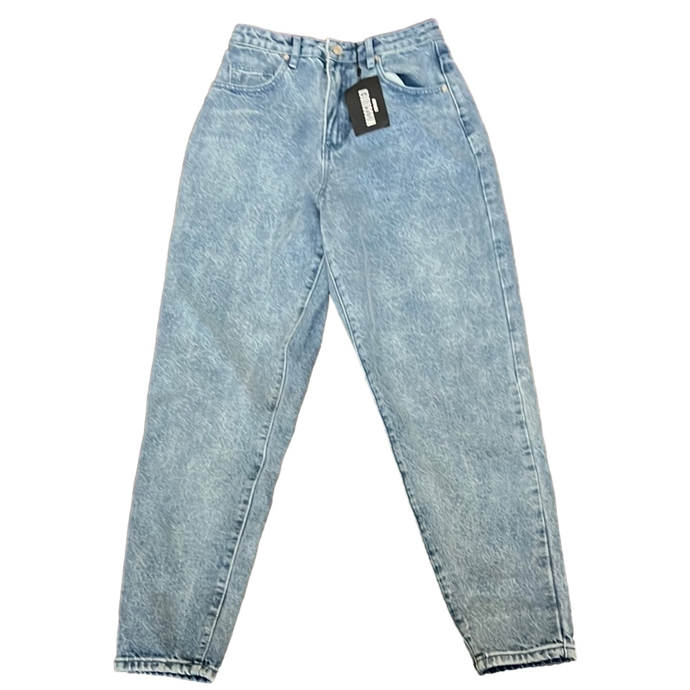 NWT Misguided Denim Super Wide Leg Tapered Jeans US 2 Medium Wash Retro 90s